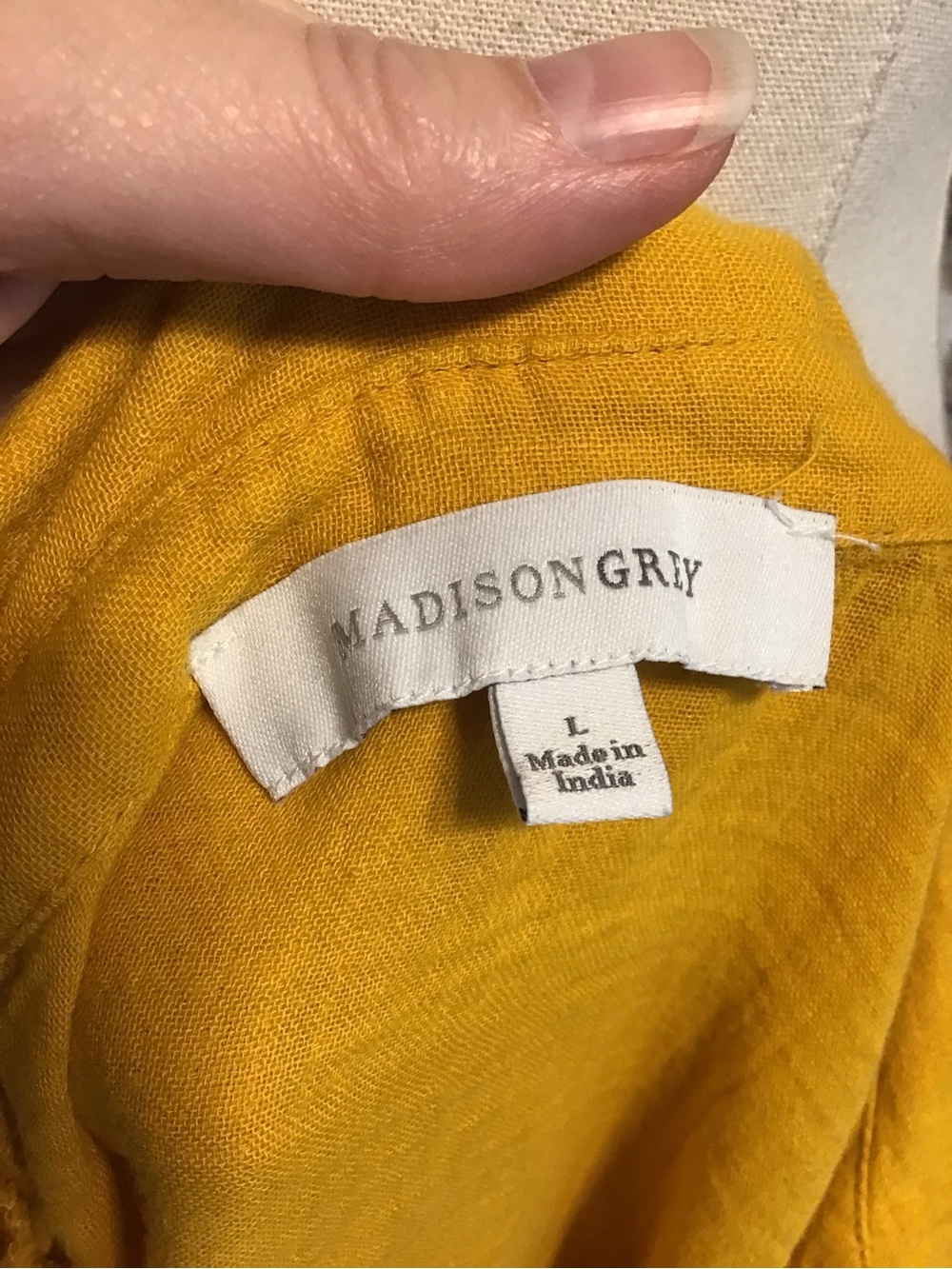 MADISON GREY Women's Mustard Gauze Sleeveless Collared Midi Dress L - Picture 5 of 6